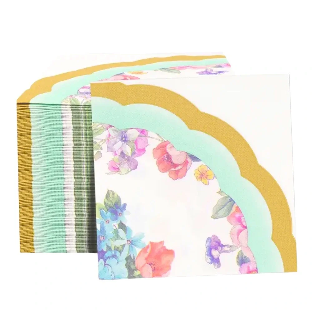 Floral Scalloped Edge Party Luncheon Paper Napkins, 20 ct